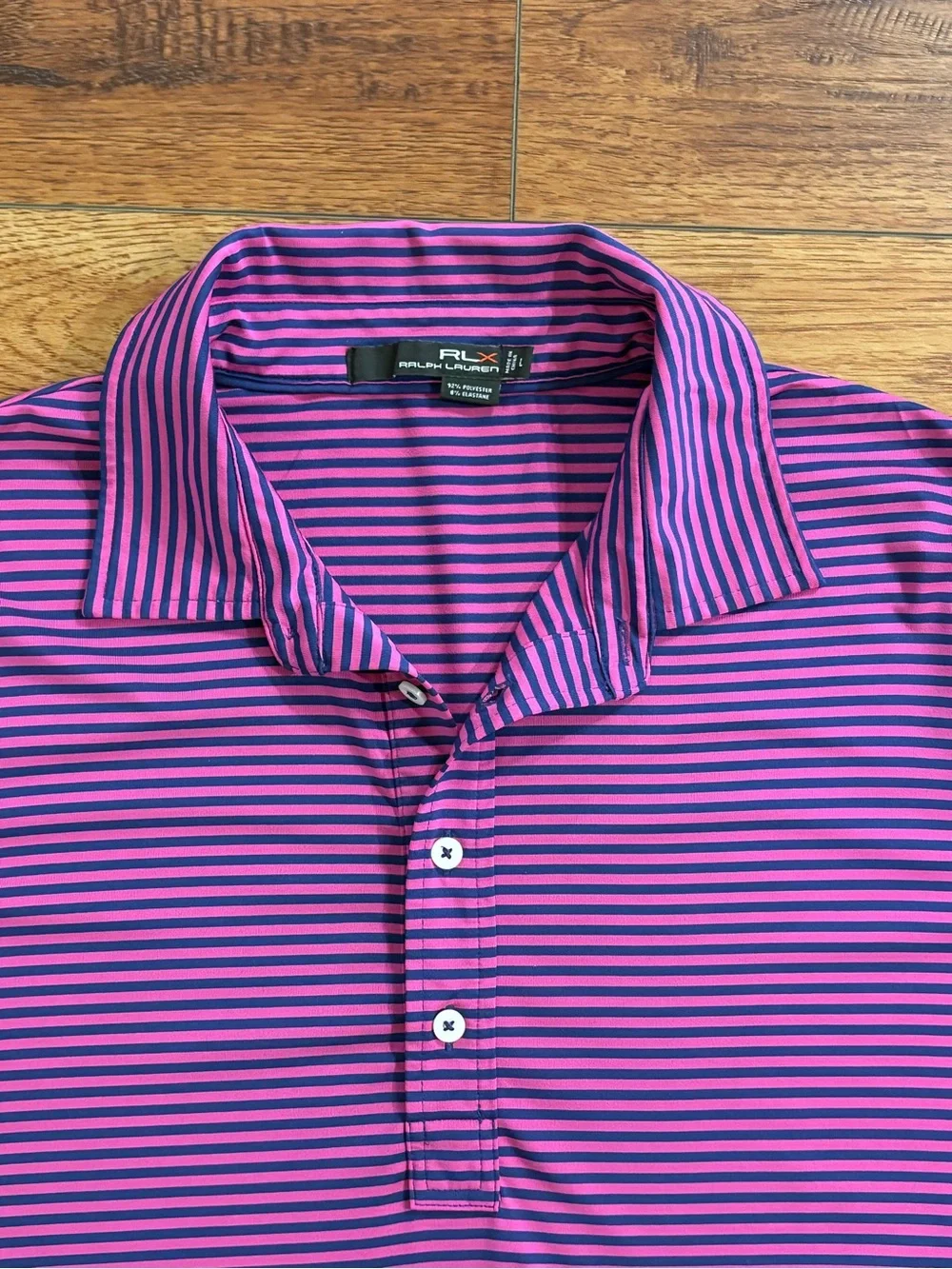 RLX Ralph Lauren Turnberry Isle Miami Golf Polo Pink Navy Striped L